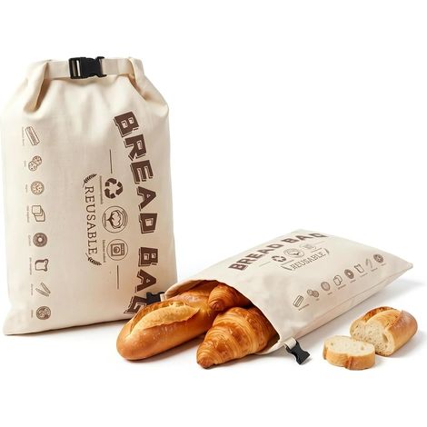 Sac à Pain en Coton Beige 43x33cm 1 Pièce pour conserver votre pain frais (1/5)
