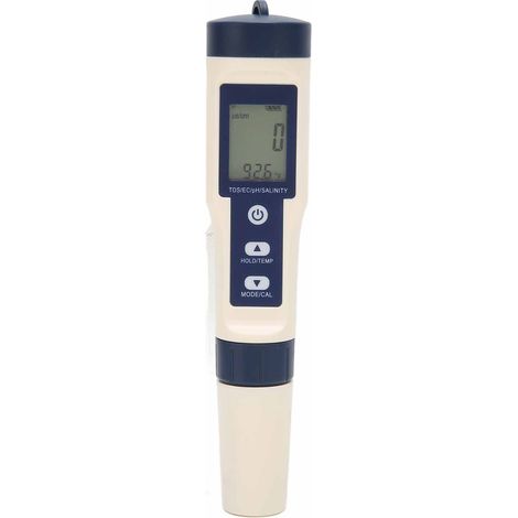 5en1 Testeur numérique portable de qualité d'eau : pH, salinité, température, TDS, EC - Stylo multifonction (1/5)