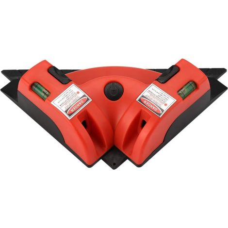 Niveau Laser, équerres de Positionnement à 90°, Pinces à Angle Droit, Niveau de Projection de Ligne Laser Horizontale, Outil D'alignement avec 2 Ventouses(Rouge) (1/2)
