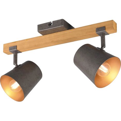 Applique plafonnier moderne BELL bois/nickel Trio 2xE14 (1/5)