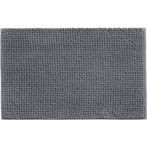 Tappetino da bagno antiscivolo e assorbente in ciniglia ad asciugatura rapida, 40x60 cm, grigio (1/5)