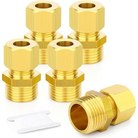 2 Pcs Raccord à compression en laiton, 12mm tube x 1/2" BSP Mâle, Raccord droit, pour tubes en cuivre, plastique et aluminium (1/4)