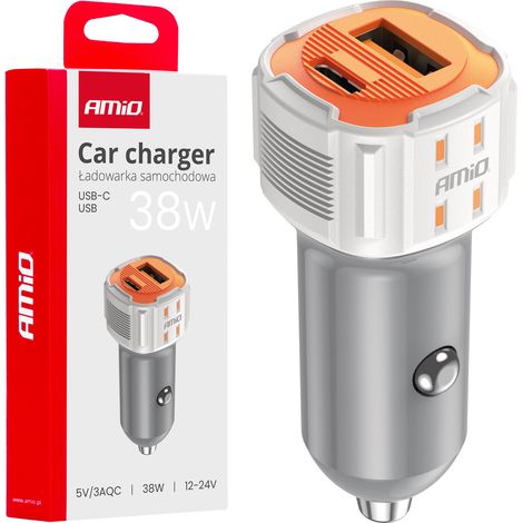 Kfz-Ladegerät USB-A + USB-C 38W amio-03883 (1/5)