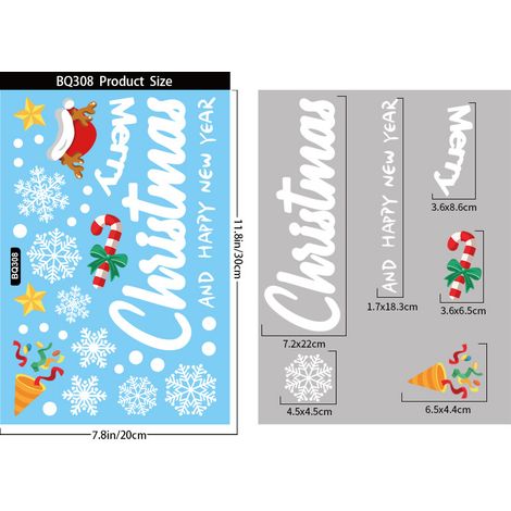 Autocollants statiques Père Noël, autocollants de Noël, autocollants pour vitrines, décorations de Noël, stickers pour fenêtres