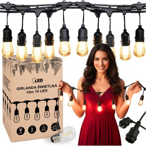 Guirnalda de luces LED para jardín exterior de 10 m, bajo consumo, IP65, SOLUCIÓN LED (1/5)