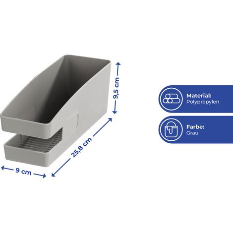 Wenko 420613900 Calzature supporto per ballerine, Polipropilene, Grigio, 9 x 9,5 x 26.5 cm, 3 unità (1/5)