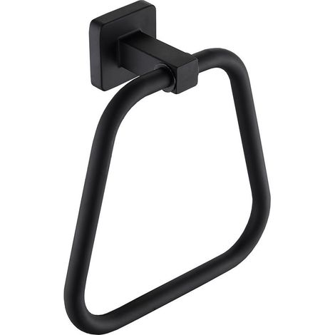 Sollbry Toallero de aro trapezoidal negro mate de acero inoxidable. Este toallero de aro de pared aporta un toque moderno a la decoración de cualquier baño, a la vez que proporciona un espacio... (1/5)