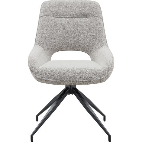 2er Set Esszimmerstühle 360 Grad drehbar aus Strukturstoff und Metall, beige grau und schwarz (1/5)