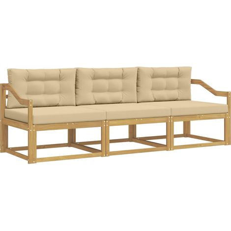 Outdoor Sofa Set with Cushion 3 pcs White and Beige Polyester vidaXL (1/5)