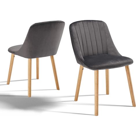 Goeurvant Moderne Esszimmerstühle mit dicker Sitzpolsterung, ergonomischer Rückenlehne und Holzbeinen, Stil und Komfort in einem - 2er Set - Dunkelgrau