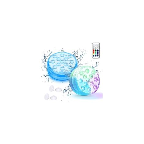 Lumière LED Submersible, 16 Lumières Sous-marines Multicolores, 13 Perles LED avec Télécommande RF, Lumières de Baignoire Étanche pour Jardin, Piscine, Vase, Aquarium, Décorations(2 Pièce) (1/5)