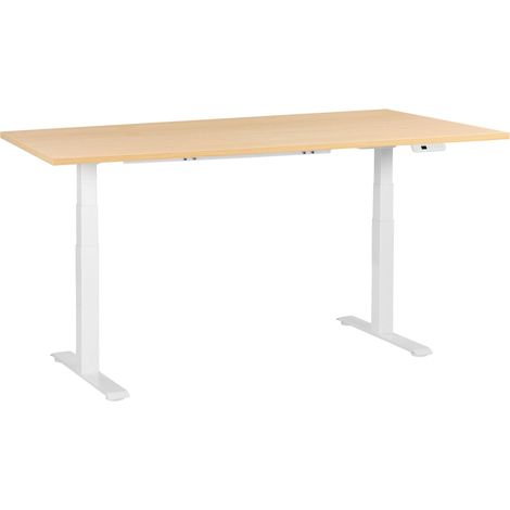 Schreibtisch elektrisch höhenverstellbar DESTINES Hellbraun / Weiß 180 cm 72 cm