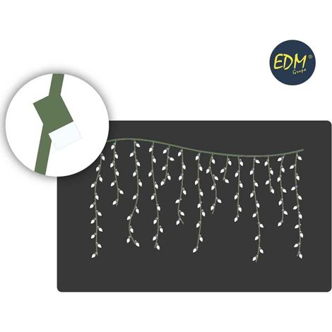 Icicle Easy-Connect-Vorhang, 2 x 0,5 m, 12 Streifen, Kaltweiß, 30 V (Innen-Außen), EDM, insgesamt 0,72 W