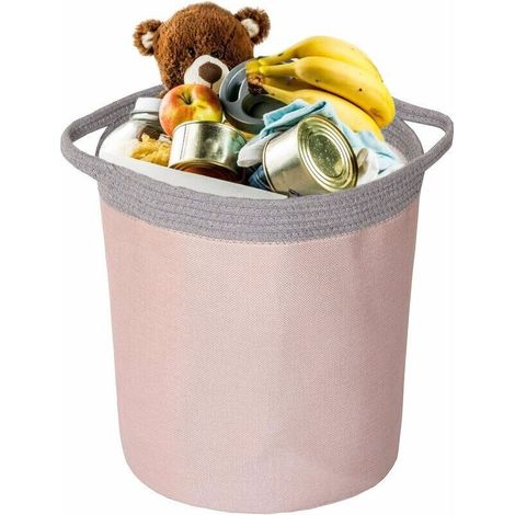 Panier à Linge Sac de Rangement Portable Corbeilles à Linge Pliable en Tissue Imperméable Organiseur des Vêtements Jouets avec Grande Capacité (X-Pink gris)
