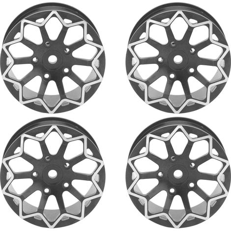 CNC-gefräste 52-mm-RC-Räder aus Aluminiumlegierung für Renn-, Drift- und Straßenfahrzeuge im Maßstab 1:10 – Schwarz (1/5)