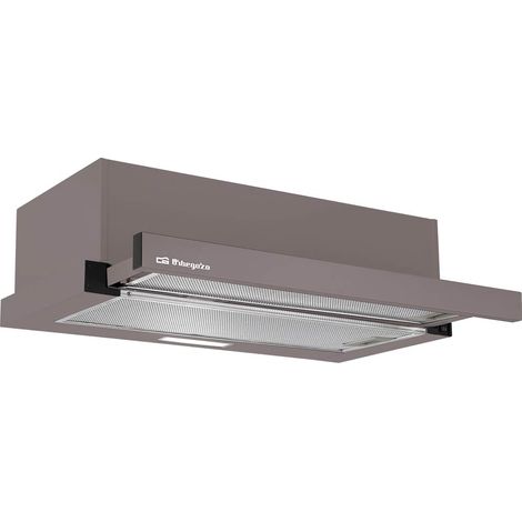 Campana telescópica Orbegozo 60 cm TL 07160 MA, 2 niveles de potencia, 2 filtros aluminio desmontables, extracción 332,1 m3/h, clase energética B, 65 W (1/3)