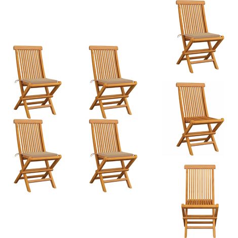 Chaises de jardin et coussins beige lot de 4 Bois teck massif - Chaise De Jardin - Fauteuil De Jardin - Mobilier De Jardin - Terrasse - Décoration Extérieure (1/5)