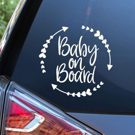 PA Graphics and Decals „Baby on Board“-Aufkleber, Vinyl-Autoaufkleber, weiß, 14 x 14 cm