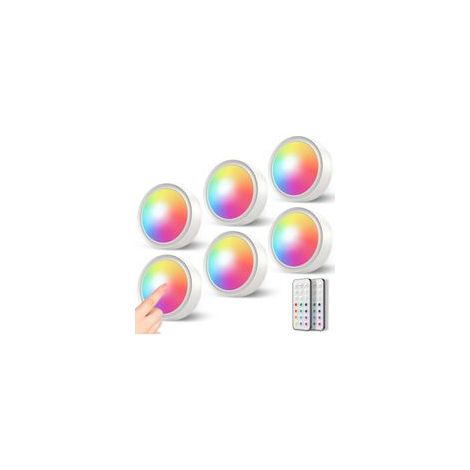 Akkubetriebener RGB-LED-Strahler mit Fernbedienung, 13-farbige, kabellose Beleuchtung für Schaufenster und Vitrinen, dimmbar. – Crezuo