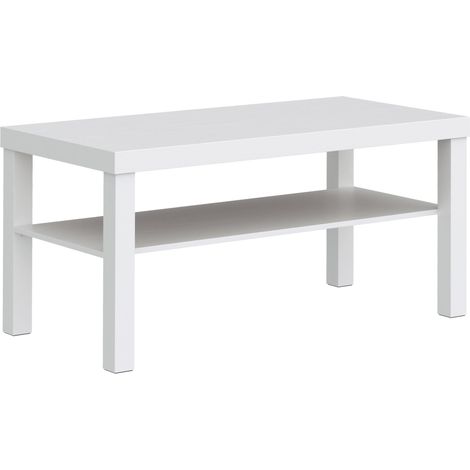 Tavolino da Salotto Rettangolare 90x45x44,5 cm con Ampio Ripiano in MDF Bianco (1/5)