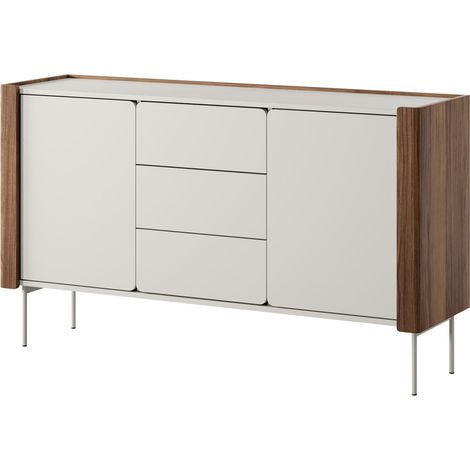 Credenza: 3 cassetti, 2 ante, 4 ripiani, Warmia noce / Cashmere, 141 x 82,5 x 39,9 cm (1/5)