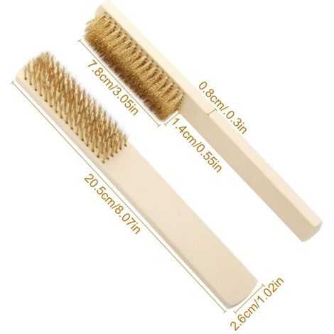Set di 4 spazzole in filo di ottone con manici in legno, spazzole resistenti per rimuovere ruggine e vernice in casa (1/4)
