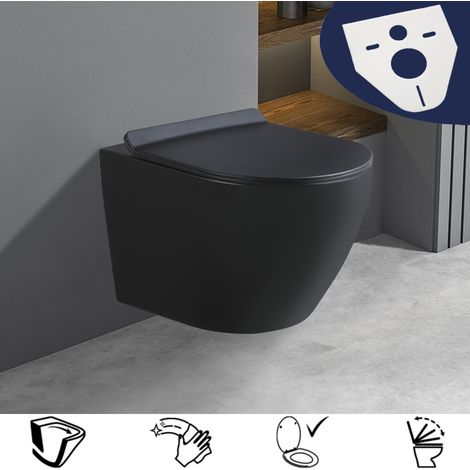 WC Toilettes : cuvette noire avec siège de toilette Slim Soft-Close (1/5)