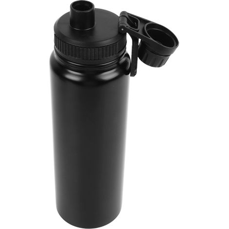 Gourde isotherme de sport en acier inoxydable noir à double paroi sous vide de 800 ml, idéale pour les voyages et l'exercice quotidien. (1/5)