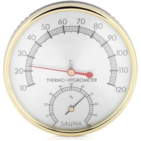 Thermomètre de Pièce de Sauna, Hygromètre-thermomètre D'intérieur D'hygromètre de Thermomètre à Cadran en Métal pour la Pièce de Sauna