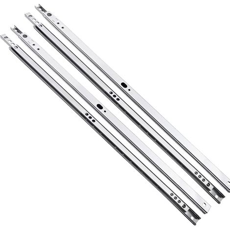 Lot de 2 paires de glissières de tiroir en métal à roulement à billes de 17 mm pour maison, cuisine, bureau [400 mm de long] (1/5)