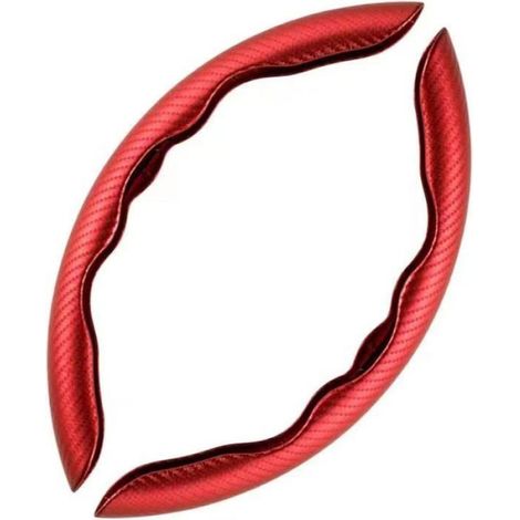 Couvre Volant De Voiture Fibre De Carbone Universel 36-40Cm (Rouge)