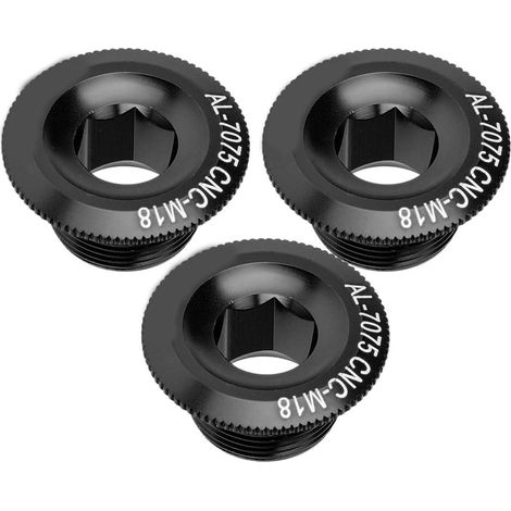 3 Stück 18 mm Aluminiumlegierung Fahrradachsen-Schraubmutter Zubehör Fahrradkurbelabdeckung (schwarz).