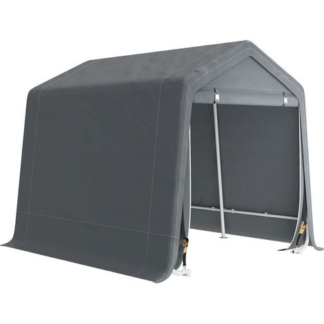 Abri vélo de jardin avec structure métallique, 2 portes zippées, imperméable, résistant aux UV, 2,4 x 2 x 2 m, gris foncé (1/5)