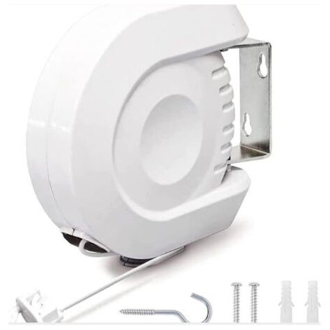 QORVA-Corde à Linge Rétractable 12 mètres, Fil à Linge Rétractable Extérieur ou Intérieur pour Vêtements, Très Résistant, Installation Murale Flexible et Facile, Étendoir à Linge pour Murs