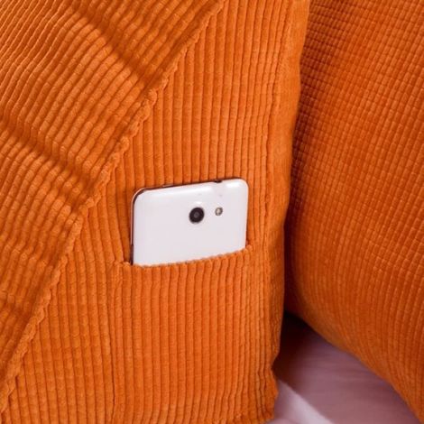 Coussin - - Triangulaire - Velours Côtelé - Orange - Déhoussable (1/4)