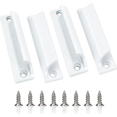 4-piece sliding door handles with screws for windows, drawers, cabinet doors, white (1/5)