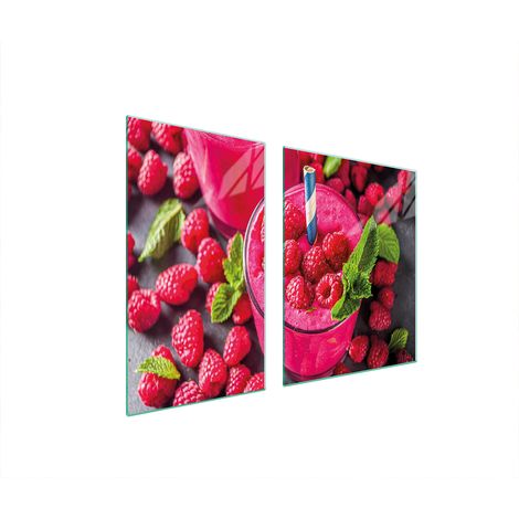 ASSIETTE EN VERRE et PLANCHE À DÉCOUPER 100x52 FRAMBOISES (1/5)