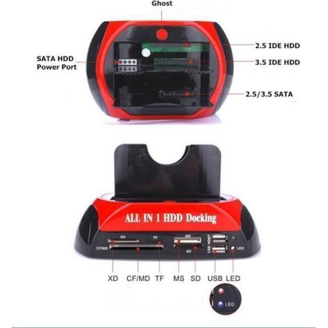 Station d'accueil - GETEK - Dock pour Disque Dur - USB - ESATA - 2.5" et 3.5" (1/2)