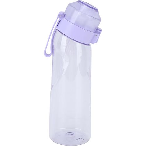 Gourde Parfumée 650ml à Couvercle Pop-Up Transparente Portable Sport Extérieur Tasse à Eau Aromatisée avec Paille Violet (1/5)