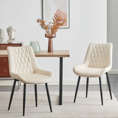Clipop – Lot de 2 chaises rembourrées en velours beige – Pieds en métal – Hauteur d'assise 48 cm – Dimensions 52x42x89 cm – Pour cuisine et salle à manger (1/5)