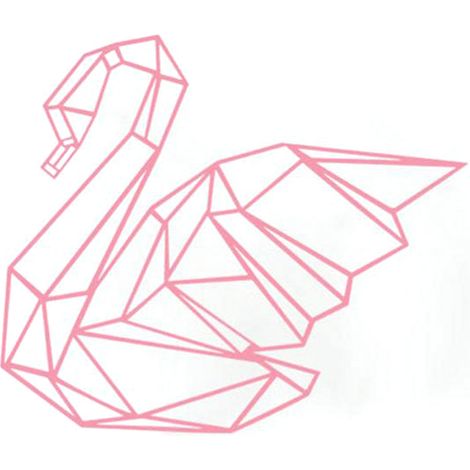 Geometrischer Schwan-Wandaufkleber, Tierkunst-Dekoration für Wohnzimmer, Schlafzimmer, Heimdekoration (Rosa, M) (1/5)