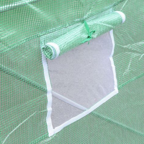 Tente jardin extérieur 3x3x2 m vert PE, 6 fenêtres, porte roulante, bords enfouis pour sol (1/5)