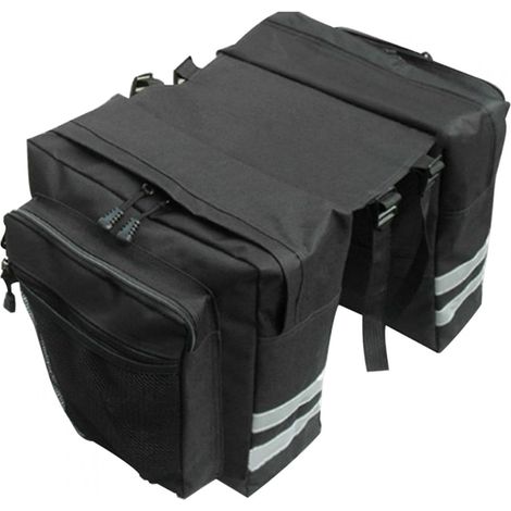 BRAVIX Sac de rangement pour porte-bagages arrière de vélo, étanche, réfléchissant, pour selle de vélo, sac de rangement pour vélo long (noir) Taille Unique (1/5)