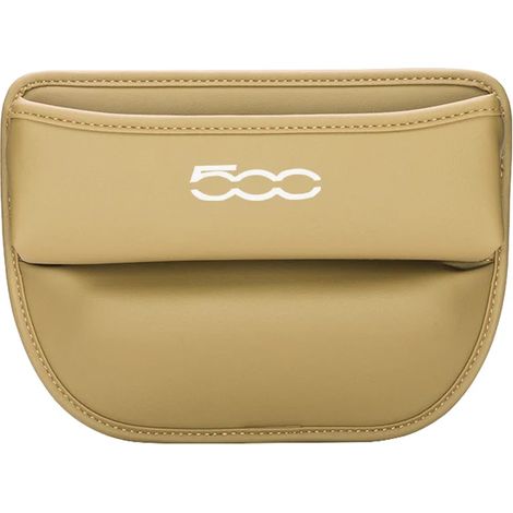 (1 pièce - kaki - 500) Organisateur d'espace pour siège auto, sac latéral avec trou pour câble de chargement, boîte de rangement universelle pour siège auto Fiat 500