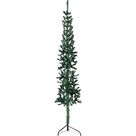 Vidaxl – Demi sapin de Noël artificiel mince 210 cm – Support inclus – PVC réaliste – Pour espaces réduits et décoration réutilisable