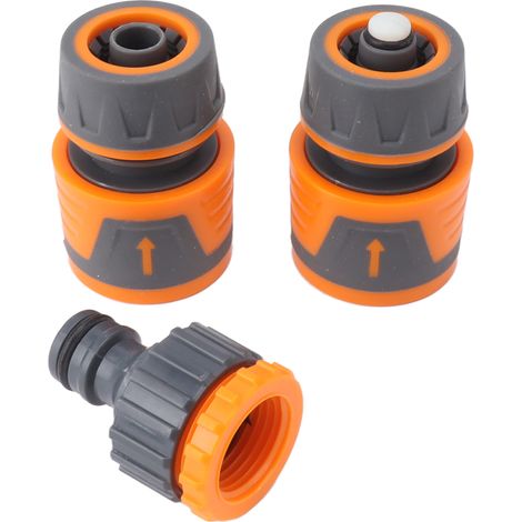 Raccord rapide pour tuyau de jardin avec vanne interrupteur, raccordement rapide pour arrosage cour extérieur (1/5)