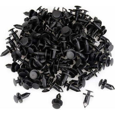 120   Auto-Kunststoffnieten-Befestigungsklammern, schwarze Auto-Clips, Kunststoffnieten, Kotflügel, 8 mm Loch, Druck-Kunststoffnieten, Befestigungselement——