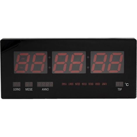 146228 Reloj de pared digital LED calendario y temperatura 47x23x3 cm (1/5)
