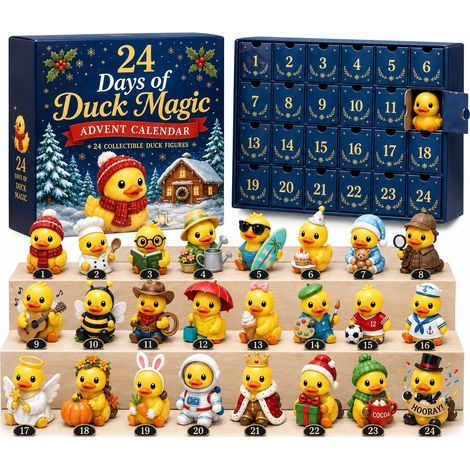 Calendrier de l'Avent 24 jours « Canard Magique », boîte surprise canard de Noël à collectionner, en PVC acrylique plat (1/5)