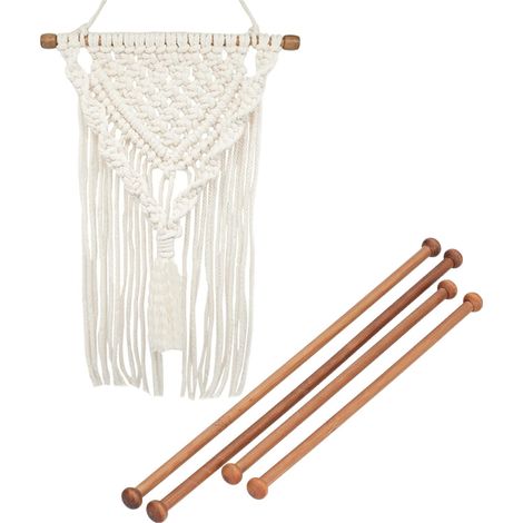 Lot de 4 Macramé Barres en Bois, Bâtons pour Boho Macramé Tenture Murale Géométrique Décoration Murale Chic Tissé Art Tapisserie Pour Chambre Salon Décoration (1/5)